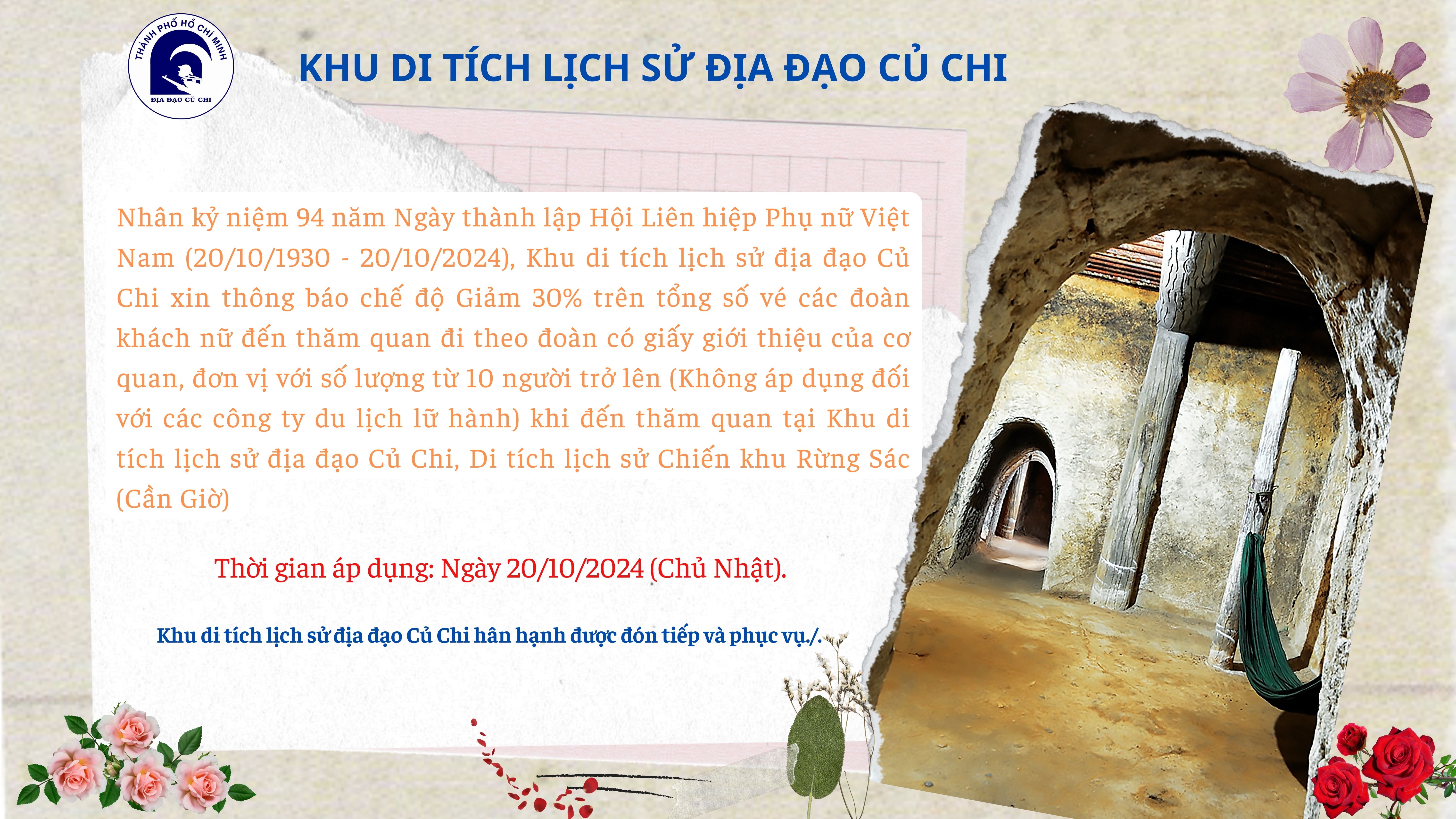 THÔNG BÁO GIẢM VÉ NGÀY 20.10.2024