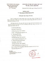 THÔNG BÁO VỀ SỐ LIÊN LẠC HOTLINE